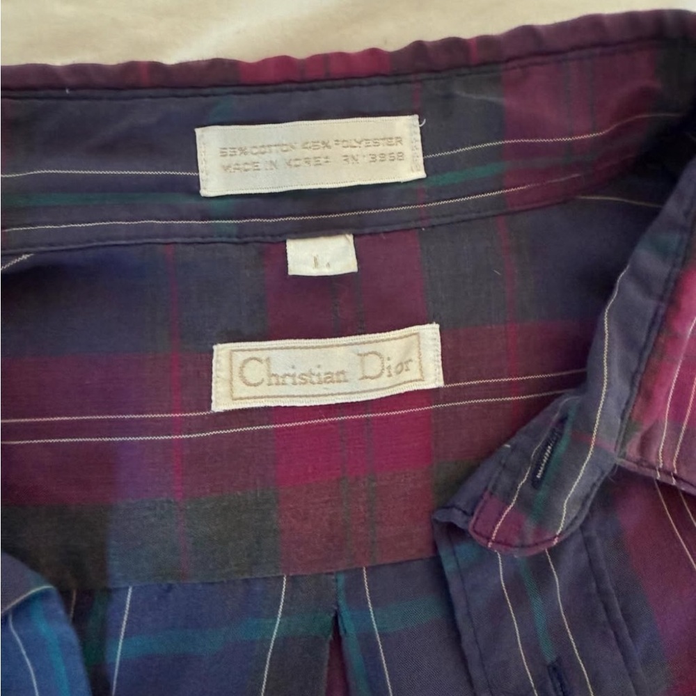 Christian Dior Plaid Shirt 1980s vintage